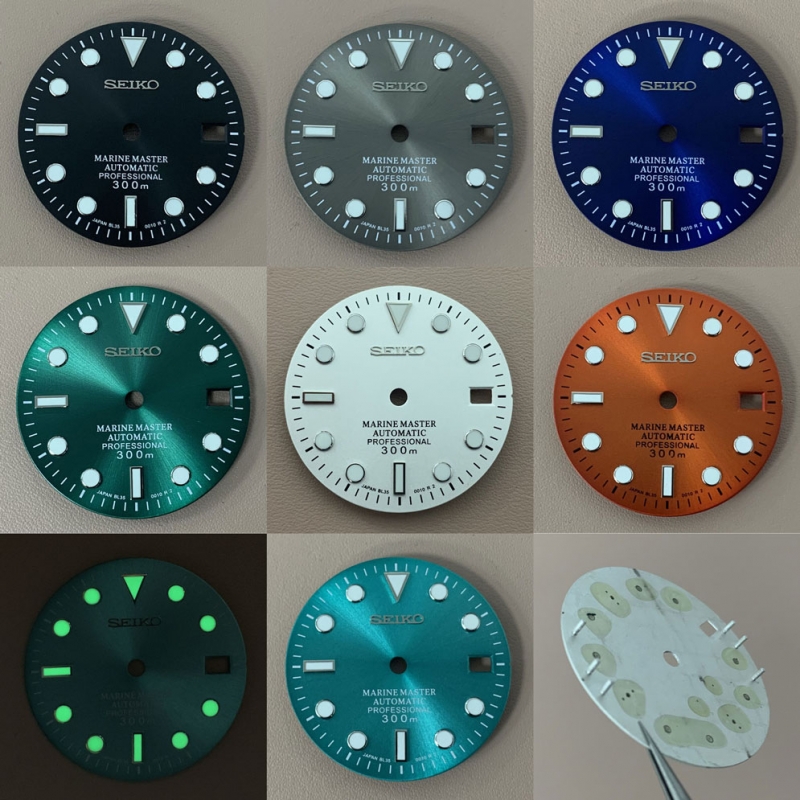 28.5mm NH35 dial green luminated dial suitable for Sub NH35 movement