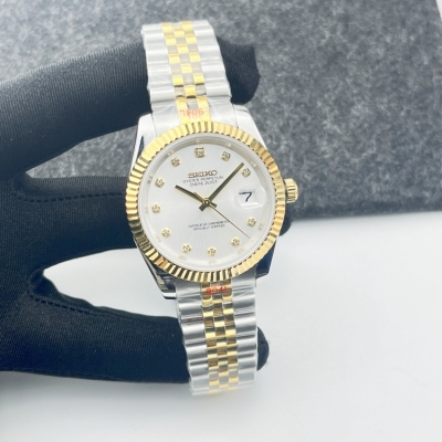 36mm/39mm Stainless Steel Case Oyster Strap Diamond Dial Hands for Datejust NH35 Movement MOD Watch