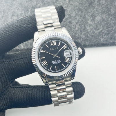 36mm/39mm Stainless Steel Case Jubile Strap Roma Numbers Dial Hands for Datejust NH35 Movement MOD Watch